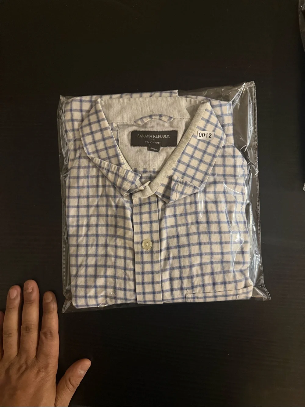 Banana Republic White and Blue Check Dress Shirt